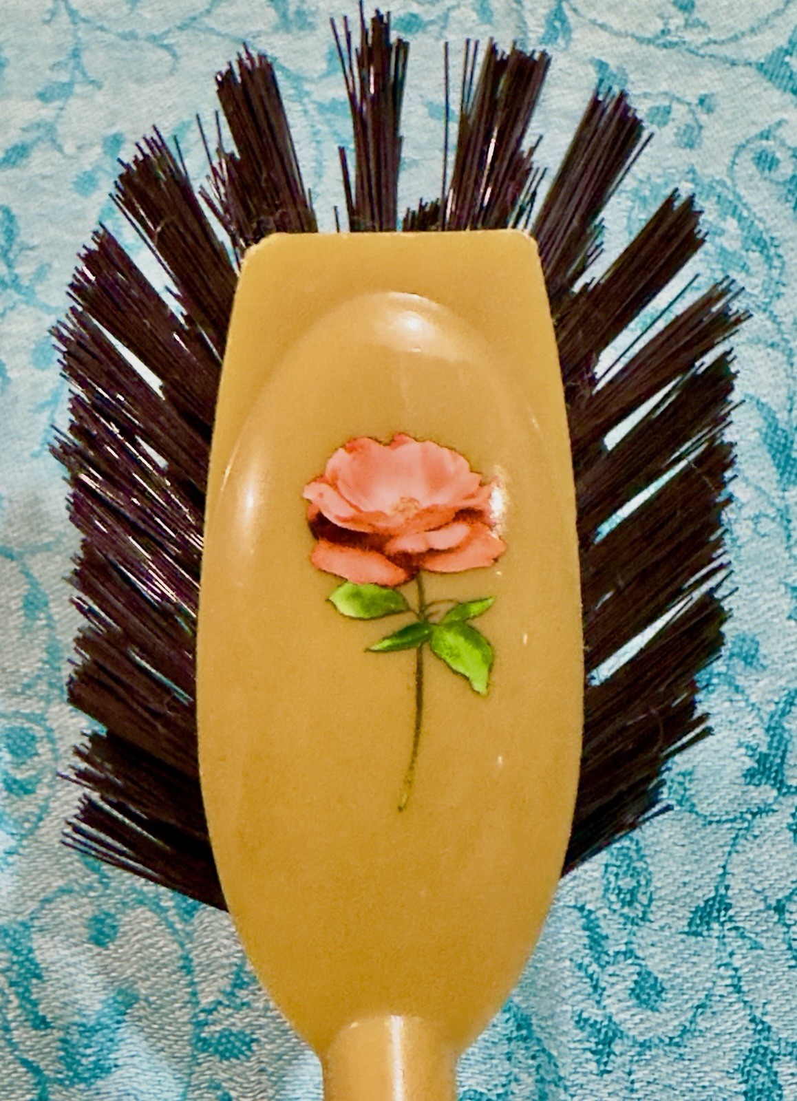 Vigar Dish Wash Standing Brush Vibrant Retro Rose Pattern Orange Red Swirls NWOT