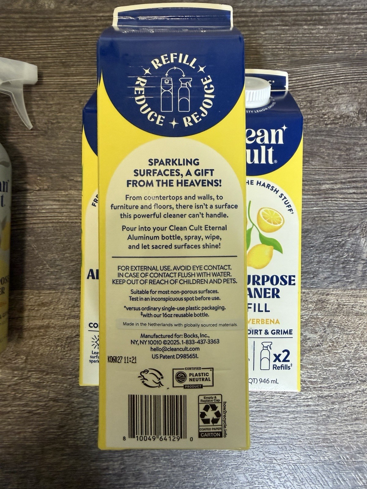 Clean Cult Lemon Verbena All Purpose Cleaner Spray 16oz, 32oz Refills, Non Toxic