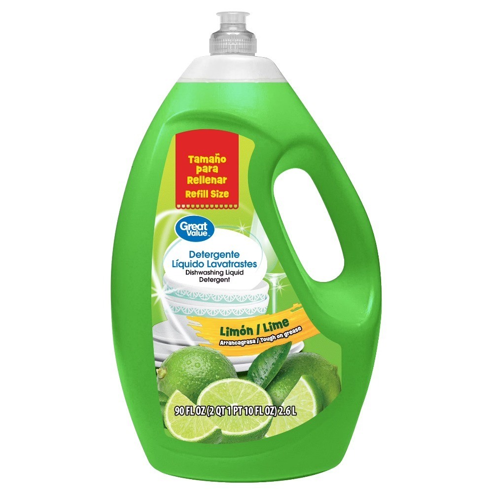 Lemon Lime Dishwashing Liquid Detergent 90 fl oz Concentrated Grease Cutting