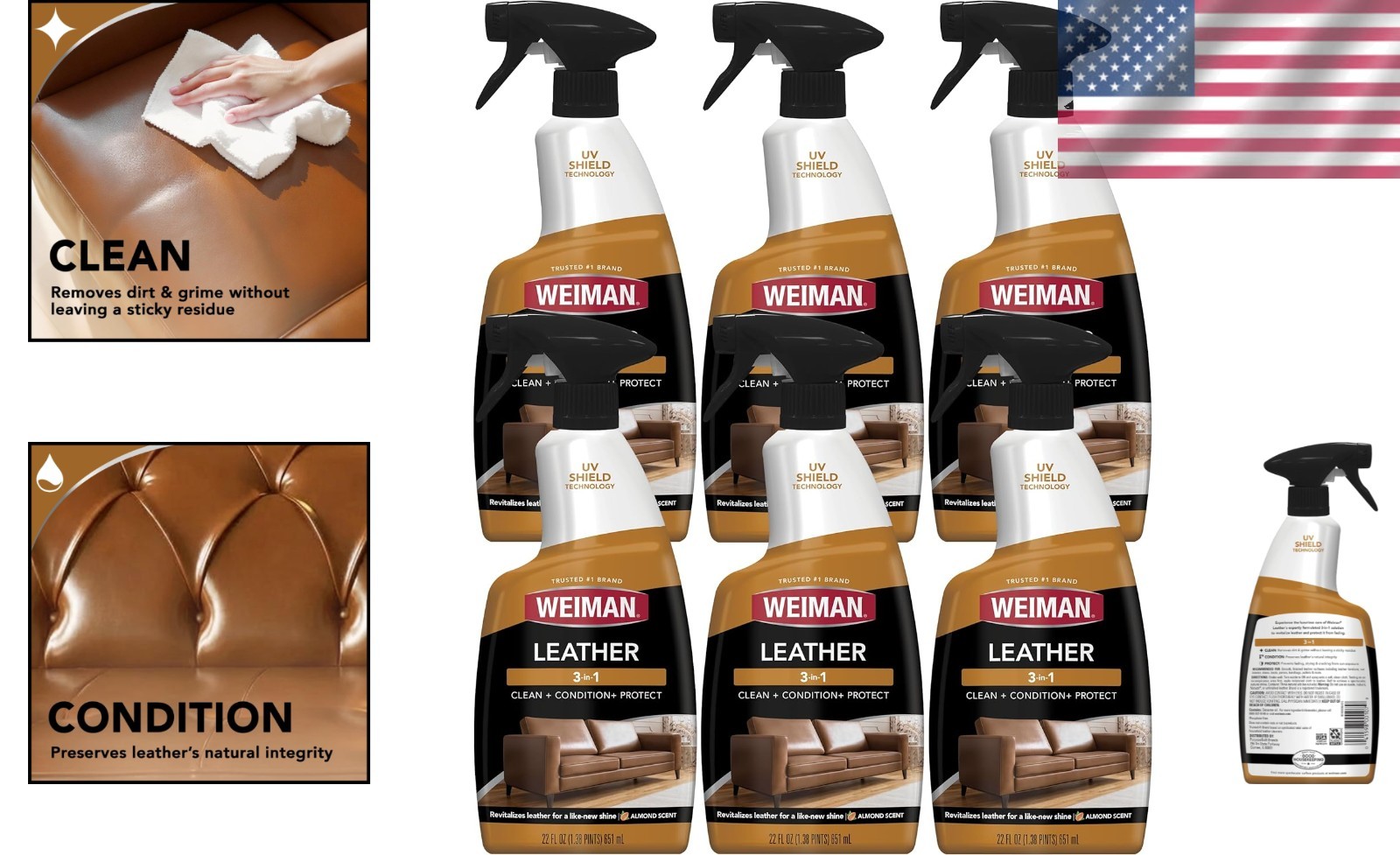 Leather Cleaner & Conditioner – Cleans, Protects & Restores, 6 Pack, 22 FL Oz