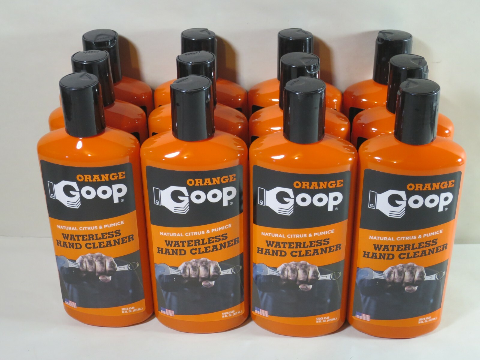 Orange Goop 549 Waterless Hand Cleaner w/Natural Citrus & Pumice 16oz Case of 12