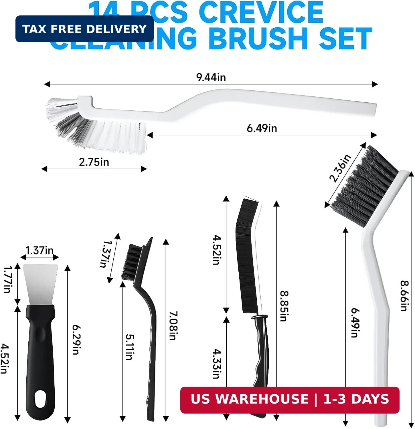 14Pcs Crevice Cleaning Brush Set, V Shape Grout Cleaner Brush for Deep Cleaning