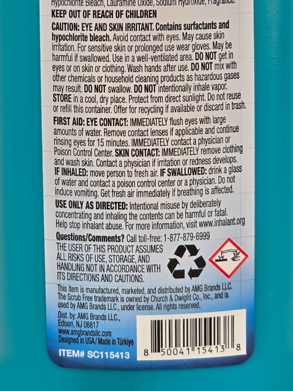 AMG Brands Scrub Free Gel Cleanser w/Bleach Kitchen, Bathroom Cleaner