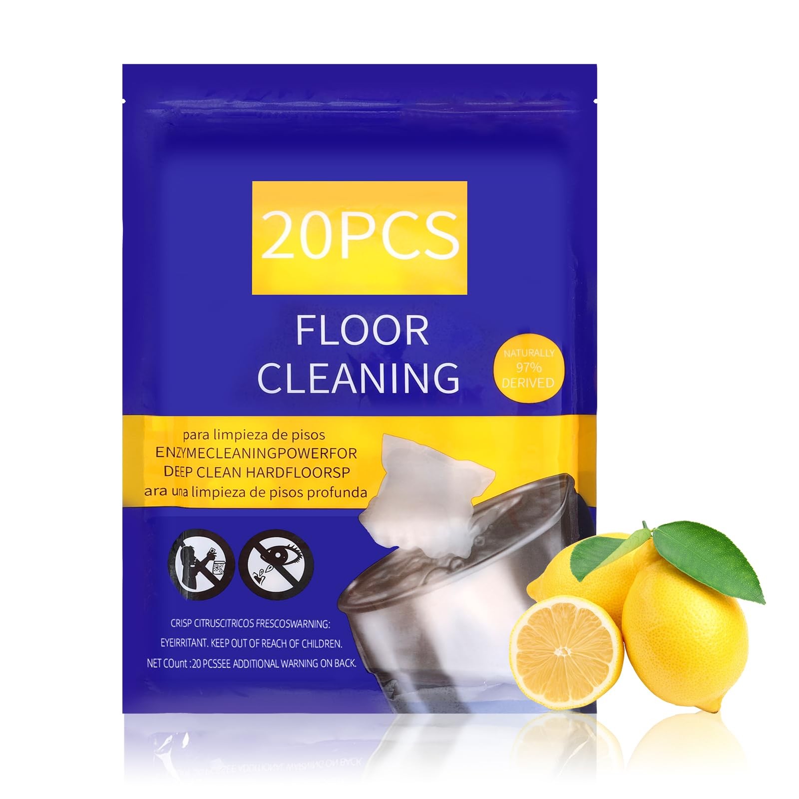 Hard Floor Cleaner, Lemon Fresh Scent, 20 count (1 Packet) | Made From 97% Na…