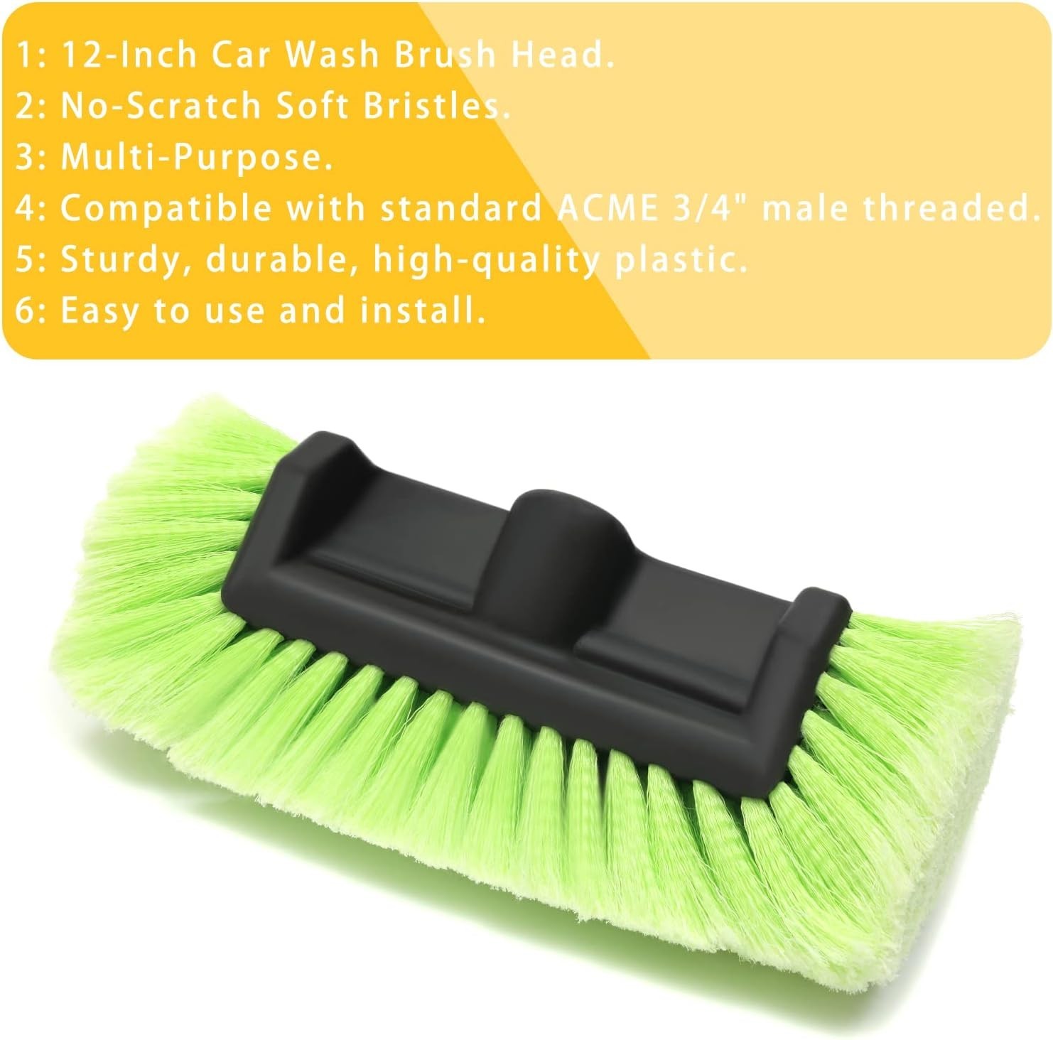 12 Car Wash Brush with Soft Bristle Auto RV Truck Boat Camper Heavy green