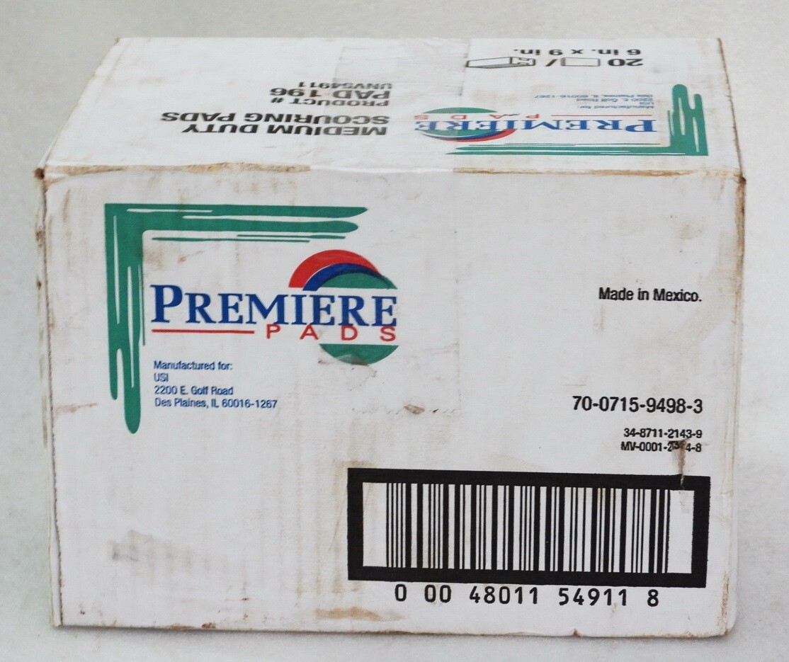 NOS PREMIRE PADS 6 IN.X9 IN. MEDIUM DUTY SCOURING PADS PRODUCT PAD 196 UNV54911