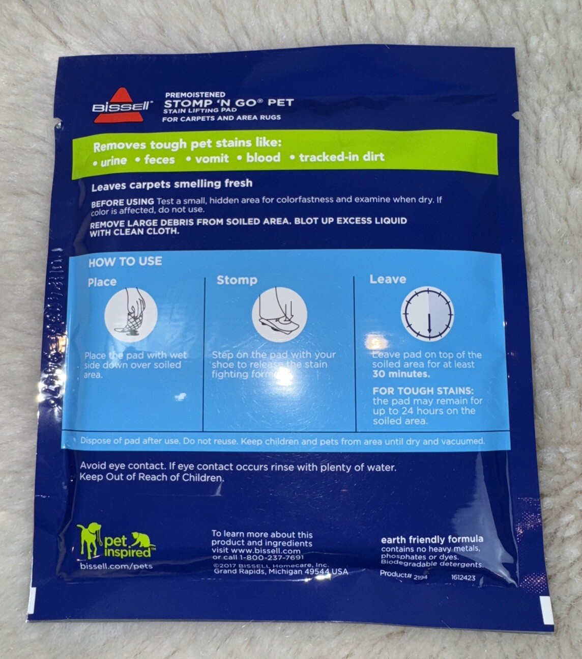 NEW BISSELL Stomp ‘N Go Pet Lifting Pads + Oxy Stain Carpet Rug Cleaning 9 Pack