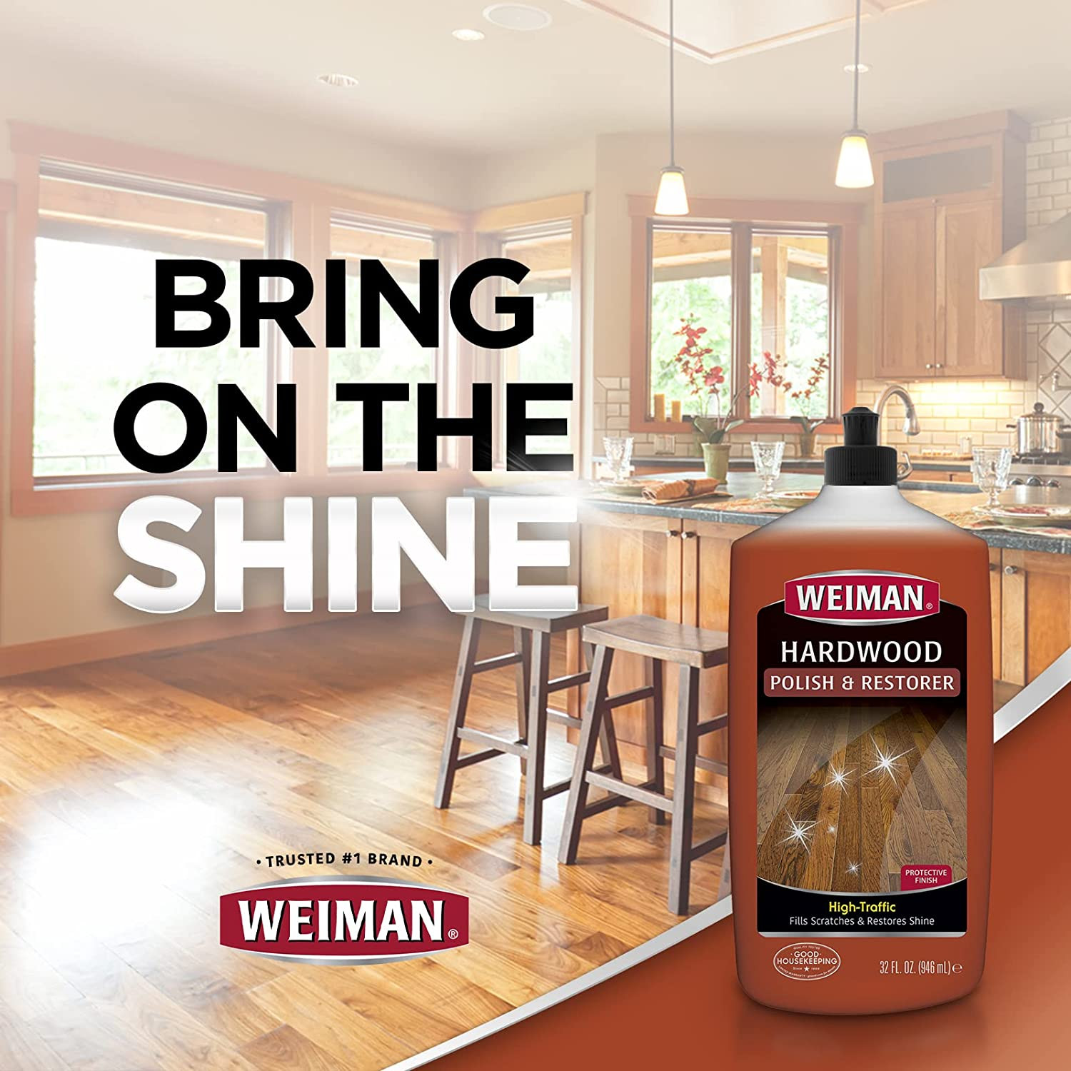 Wood Floor Polish and Restorer 32 Oz Bundle – High-Traffic Hardwood Floor, Natur