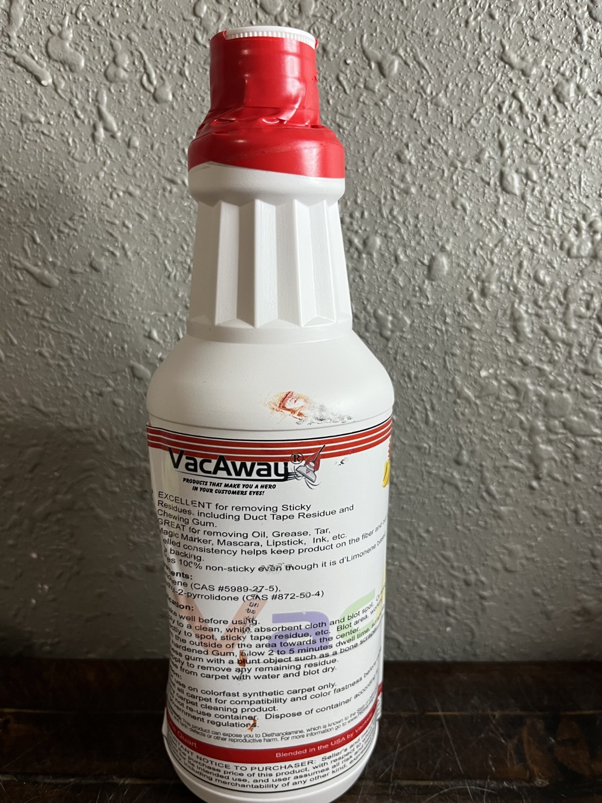 VacAway Hel-Gel Orange Citrus Gel Adhesive Gum Remover Cleaner 1 Qt