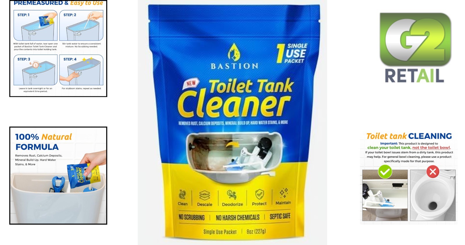 Toilet Tank Cleaner, 8oz Packet – Safe for Septic Systems, No Scrubbing Required