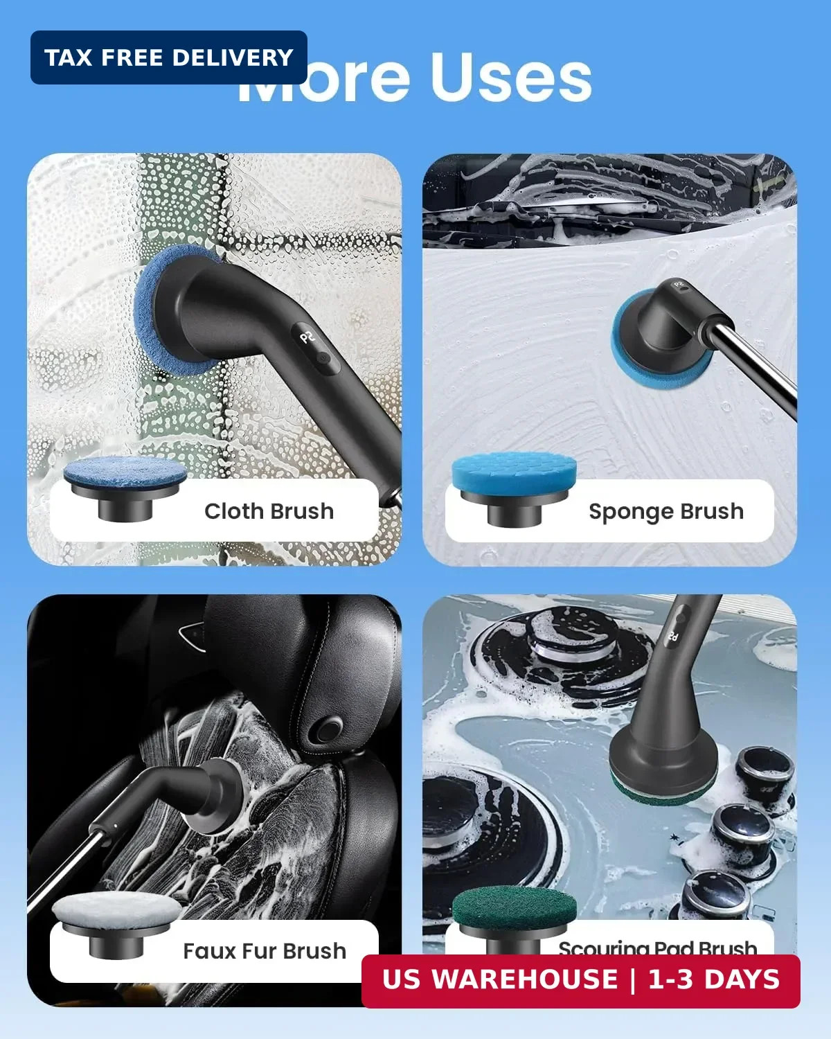 Leebein Electric Spin Scrubber, Cordless Cleaning Brush for Bathroom Shower Tub,