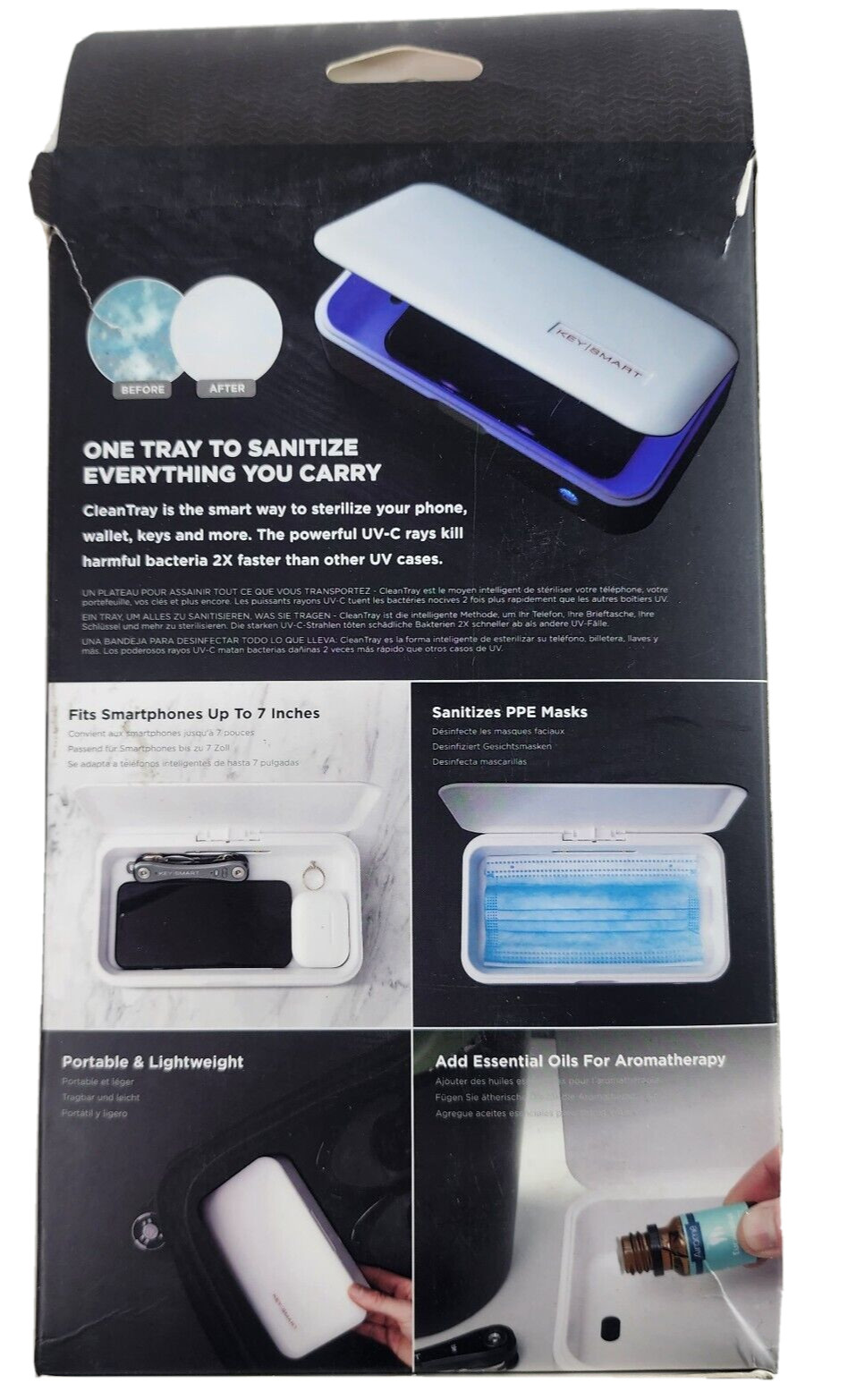 NEW KeySmart CleanTray UV Sterilization Case White with Aromatherapy