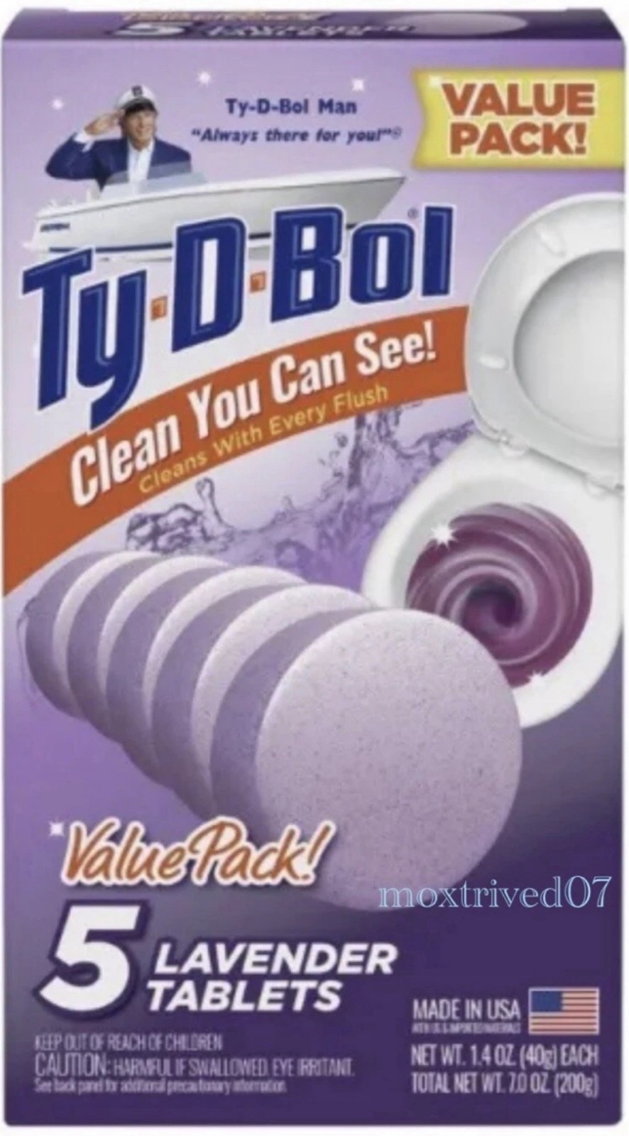 Ty-D-Bol Lavender & Blue Toilet Bowl Cleaner 5 Count Tablet Value Pack x2 USA