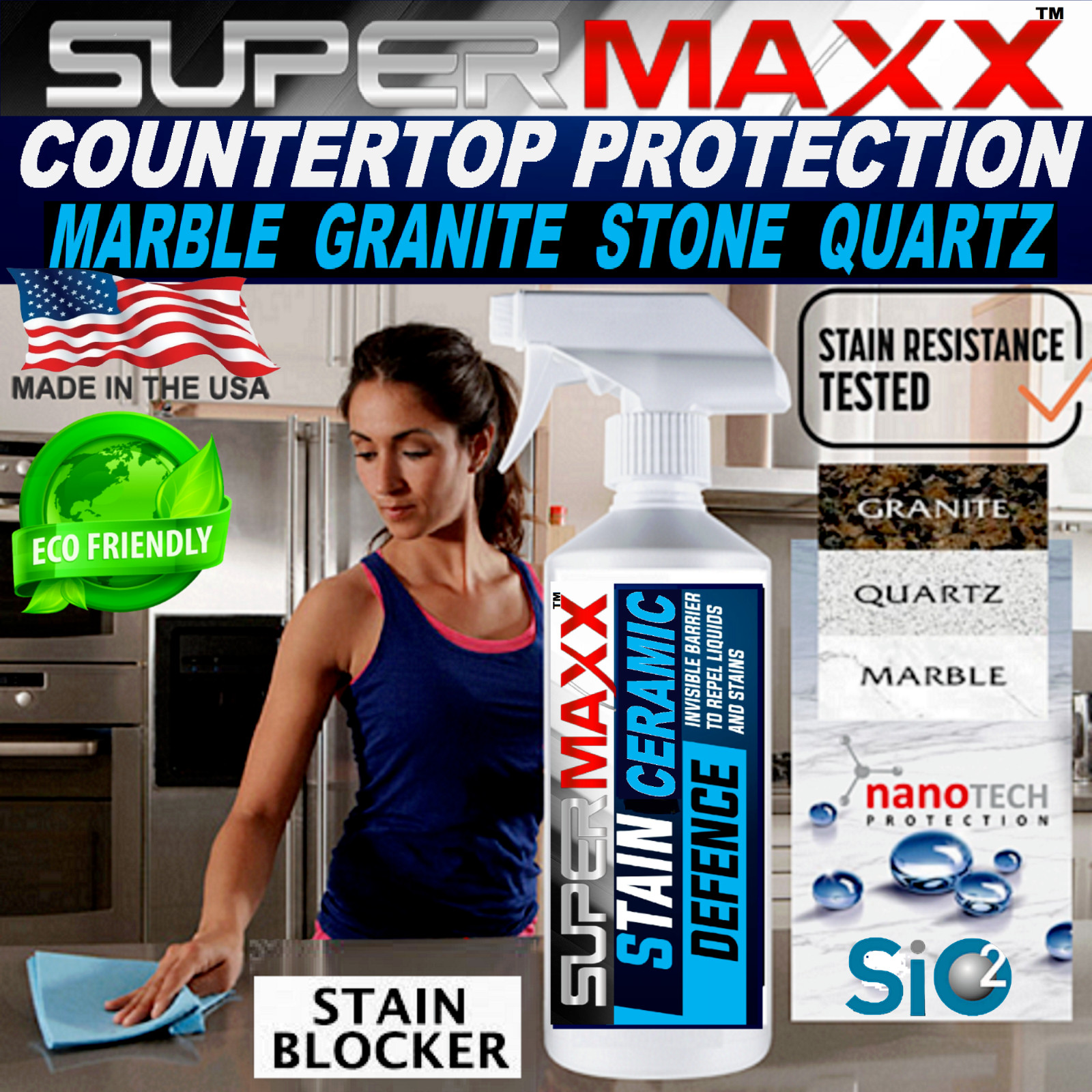STONE SEALER STAIN BLOCKER MARBLE GRANITE QUARTZ GLASS STAINLESS CERAMIC SPRAY