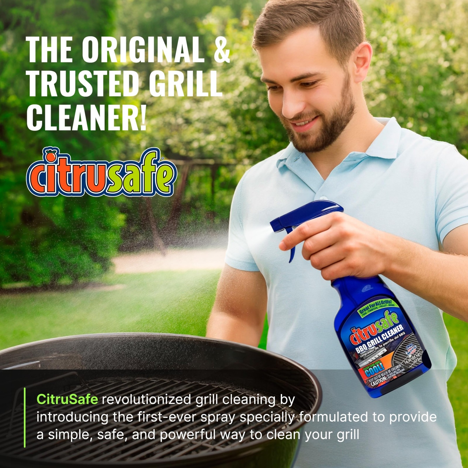 Grill Cleaning Kit – BBQ Grill Cleaner (16oz) and BBQ Grill Scrubber with 3 H…