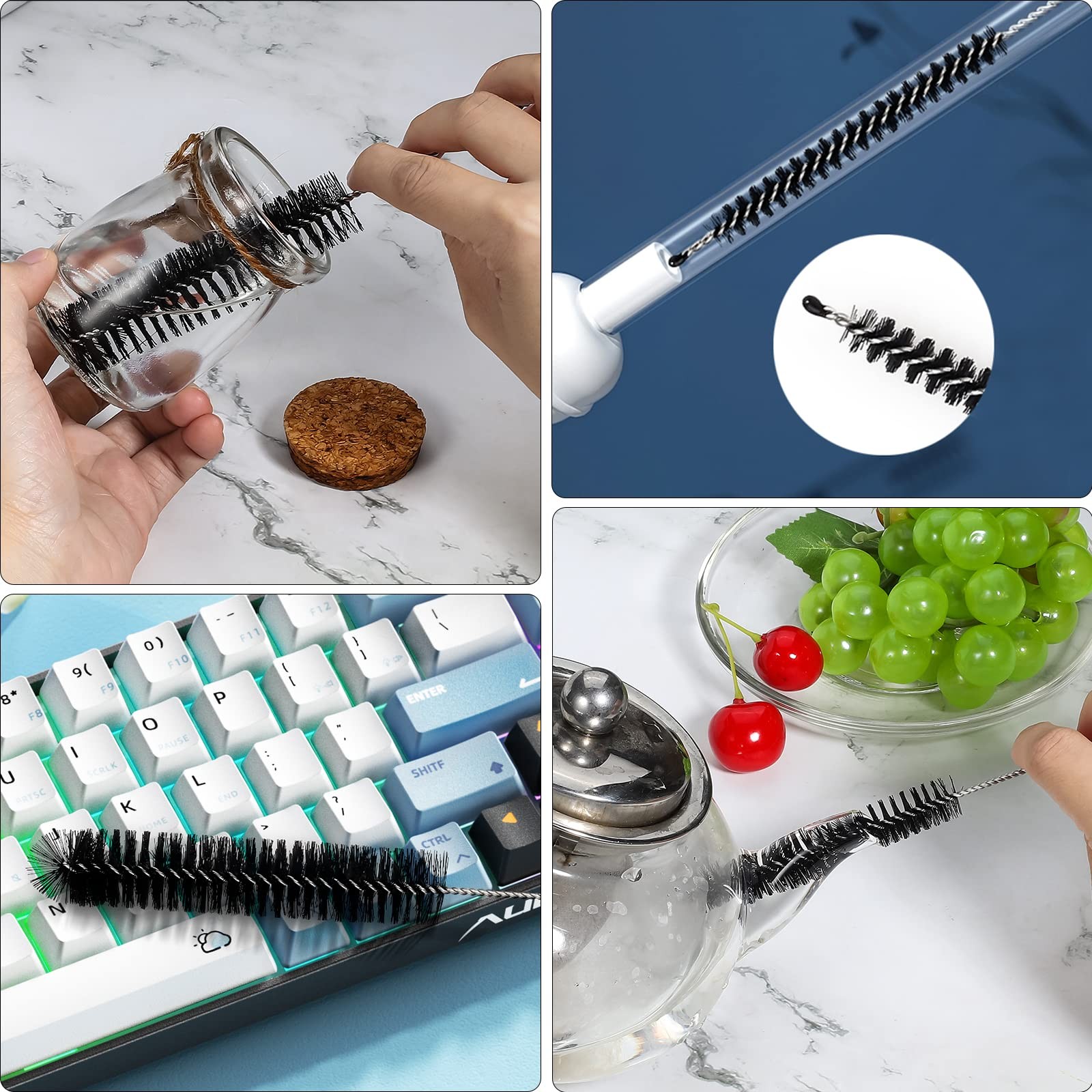 Straw Cleaner Brushes Sets, 12 Pieces 8.2 Inch Botthle Cleaning Brush and Nyl…