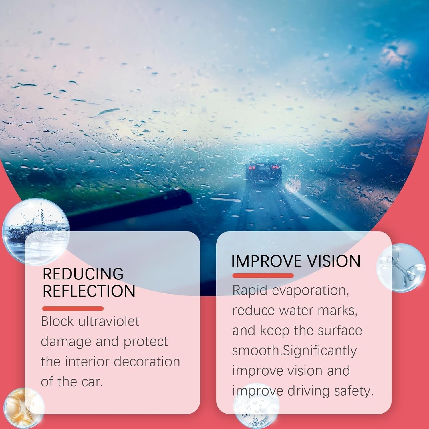 Hydrophobic Windshield Cleaner – 2-Pack Cleaning Brushes for Streak-Free Safety