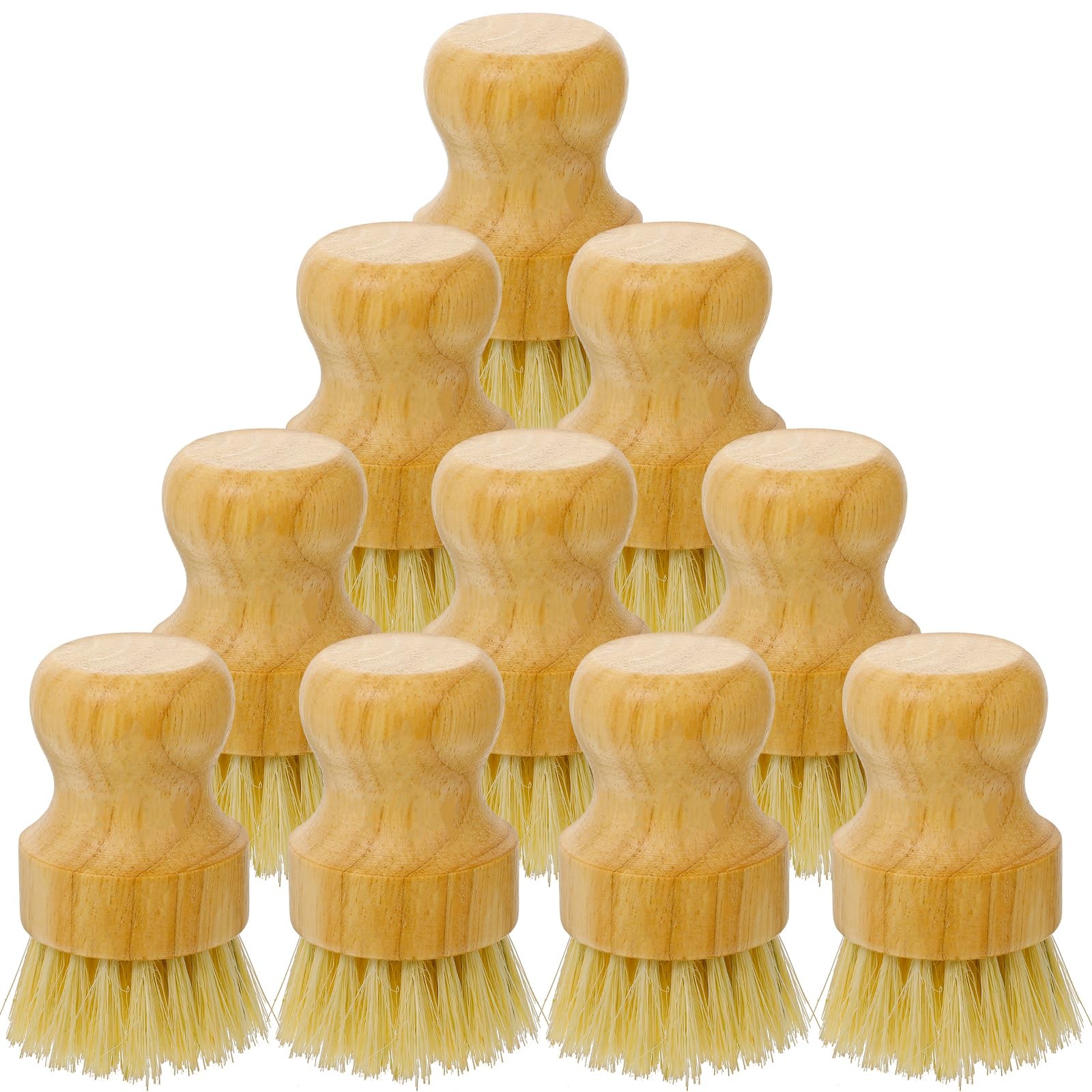 12 Pcs Bamboo Dish Scrub Brushes with Natural Sisal Bristles for Cleaning Pots