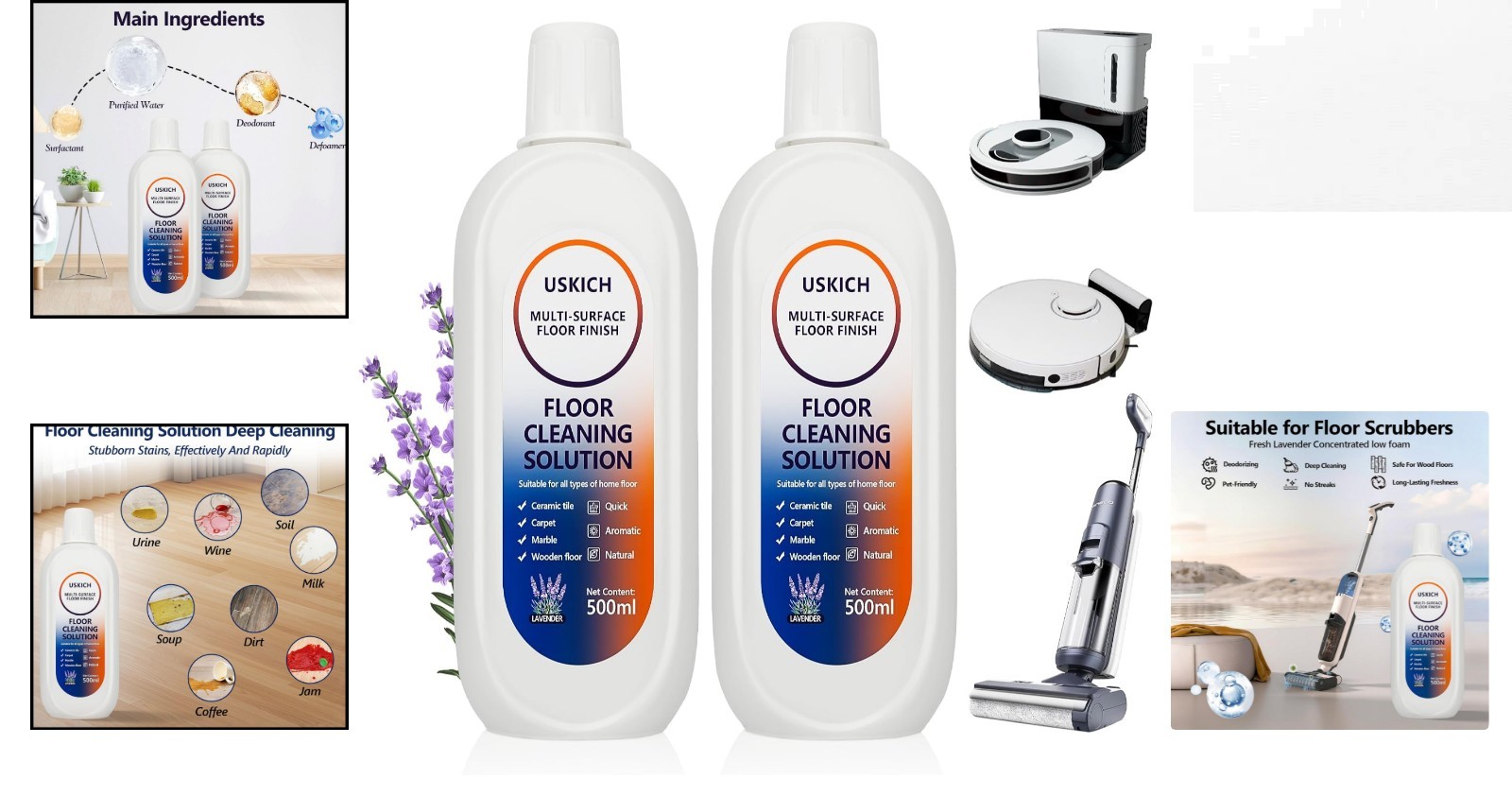 34 FL OZ Floor Cleaning Solution 2 Pack – Deodorizing and Multi-Surface Cleaner