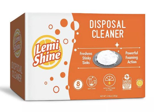 LEMI SHINE DISPOSAL SINK CLEANER POWDER CITRIC EXTRACTS ~ FRESH LEMON 8 CT