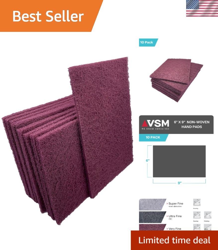 Durable 6″ x 9″ Very Fine Aluminum Oxide Pads – 10-Pack for Finishing & Cleaning