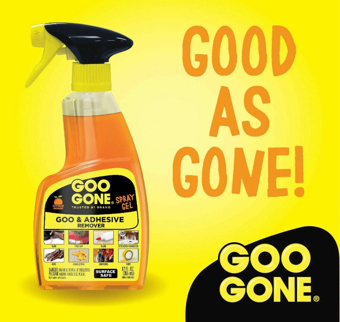(2-Pk) GOO GONE Original ADHESIVE REMOVER Glue Gum Fresh Citrus & Surface Safe