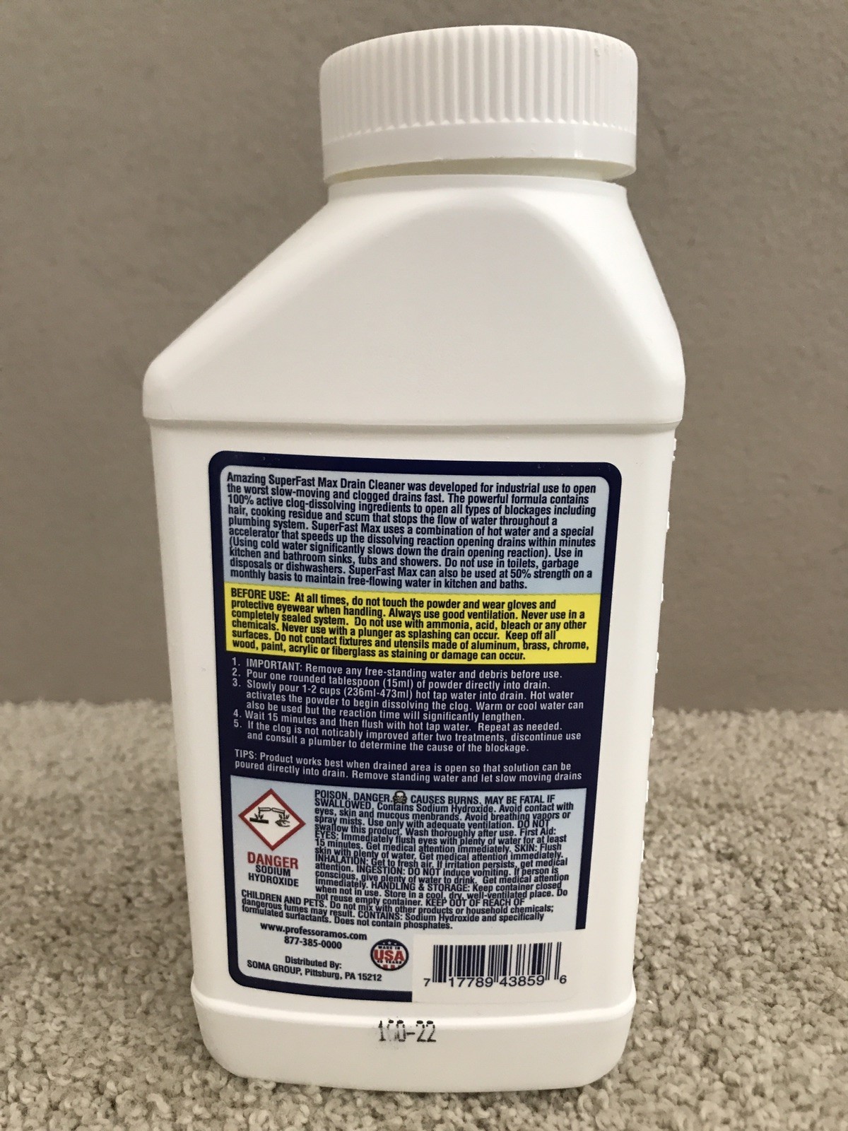 Professor Amos Super Fast Max Drain Cleaner Opener Powder 12 Oz