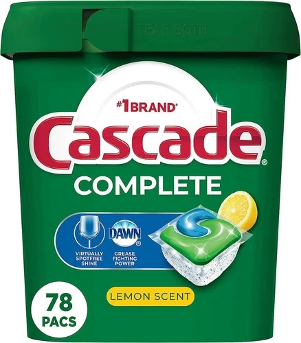 Cascade Complete Dishwasher Detergent Pods Lemon Scent 78 Count