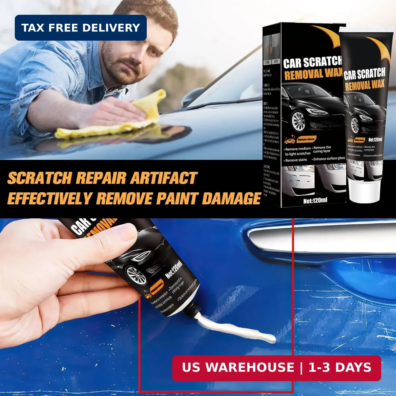 2Pcs Car Scratch Remover Wax, Professional Scratch Remover for Vehicles, Car Scr