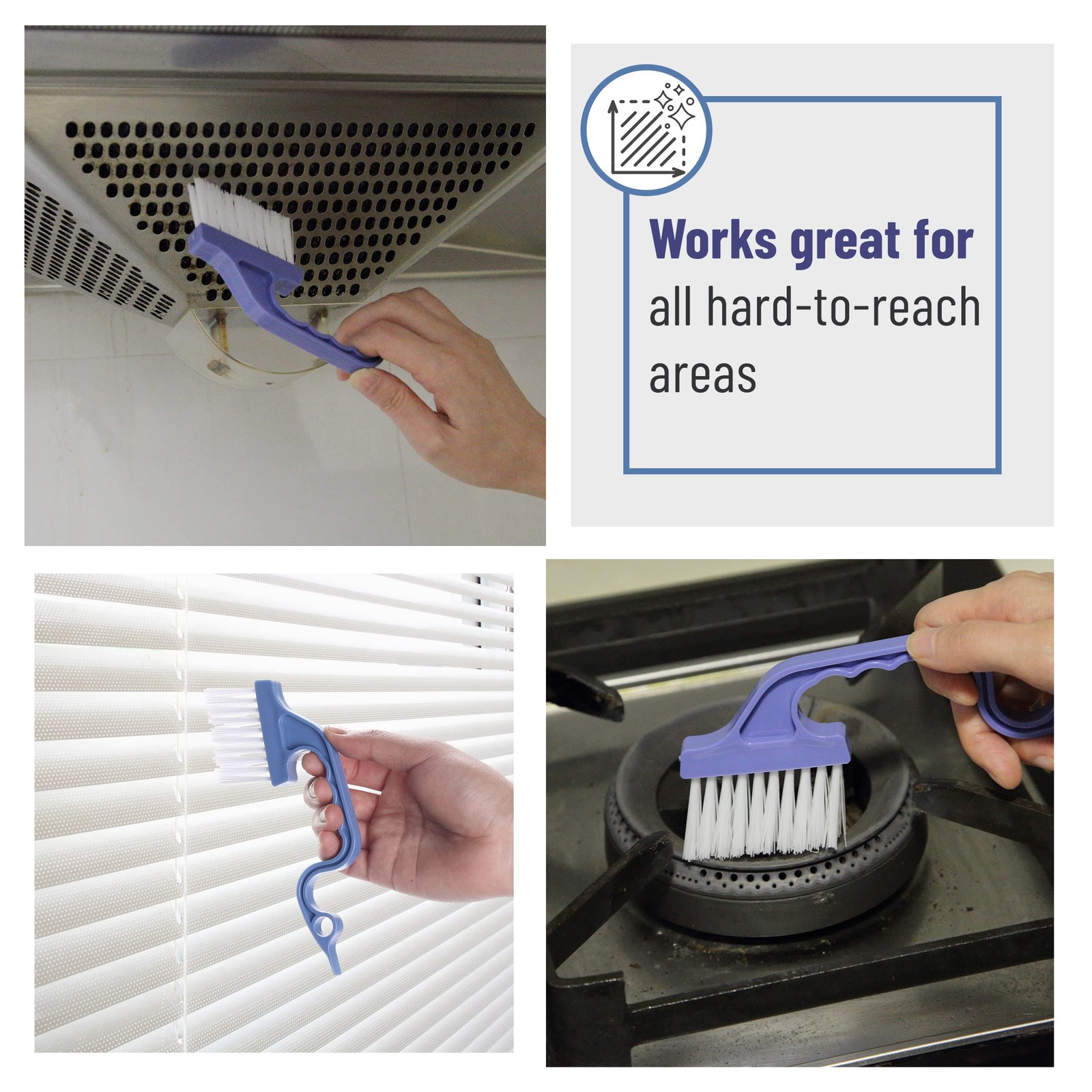 Slick- Window Track Cleaning Brush, 2 Pack, Blue Ergonomic Handle, Built-in S…