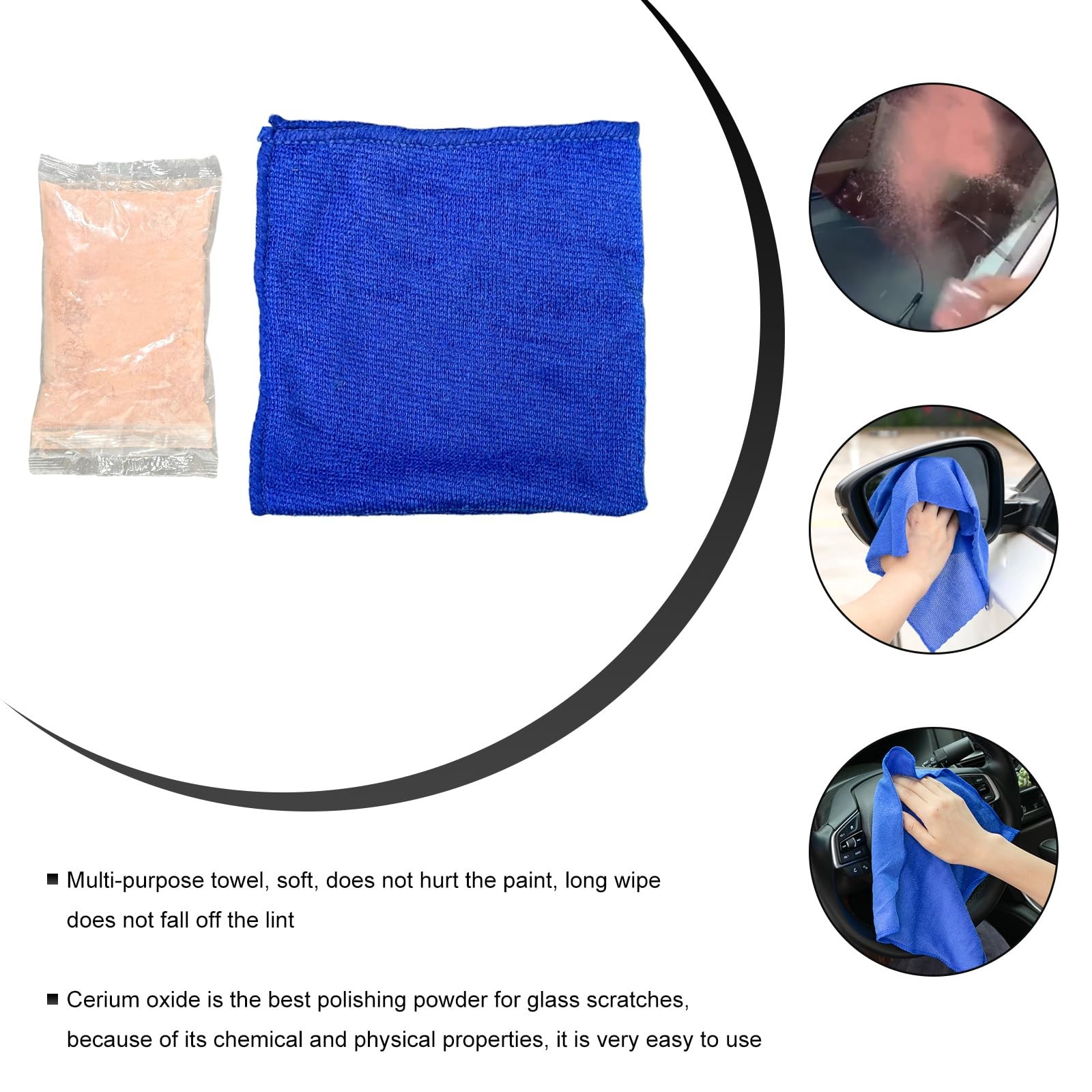10 PCS Glass Polishing Kit, Windscreen Glass Scratch Removal Kit with 100g Ce…