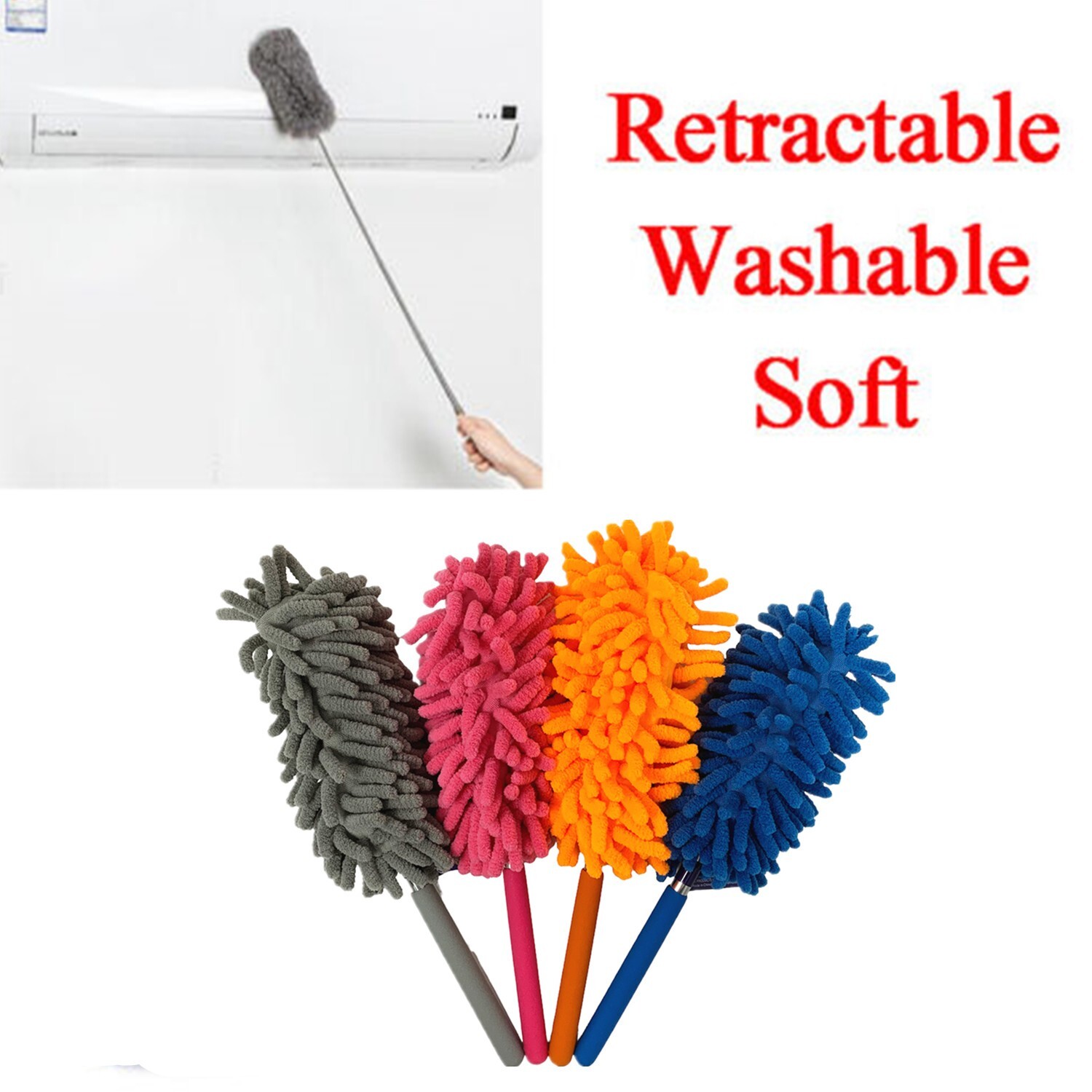 2 Pc Soft Microfiber Duster Cleaning Tool, Extendable & Bendable, Random Color