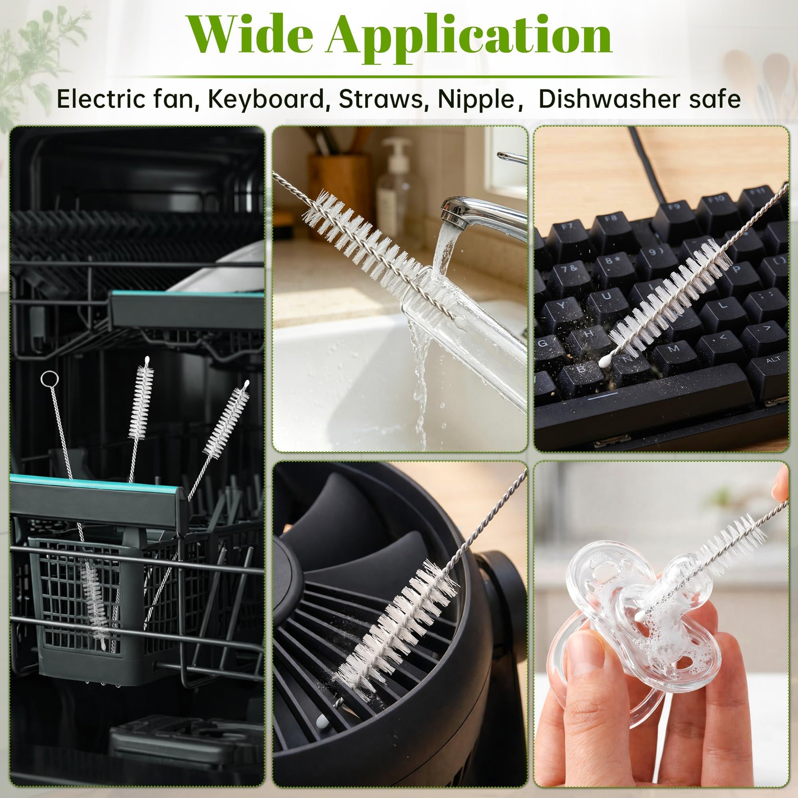 10 Pack Reusable Straw Cleaner Brushes, Assorted Sizes with Extra Long Stainl…