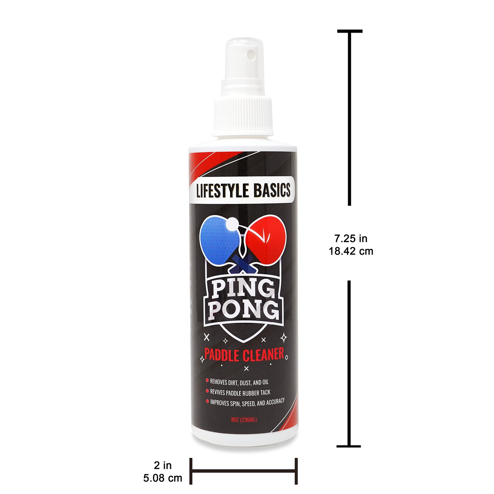 Table Tennis Paddle Cleaner 8oz (236ml) Ping Pong Racket Rubber and Wood Clea…