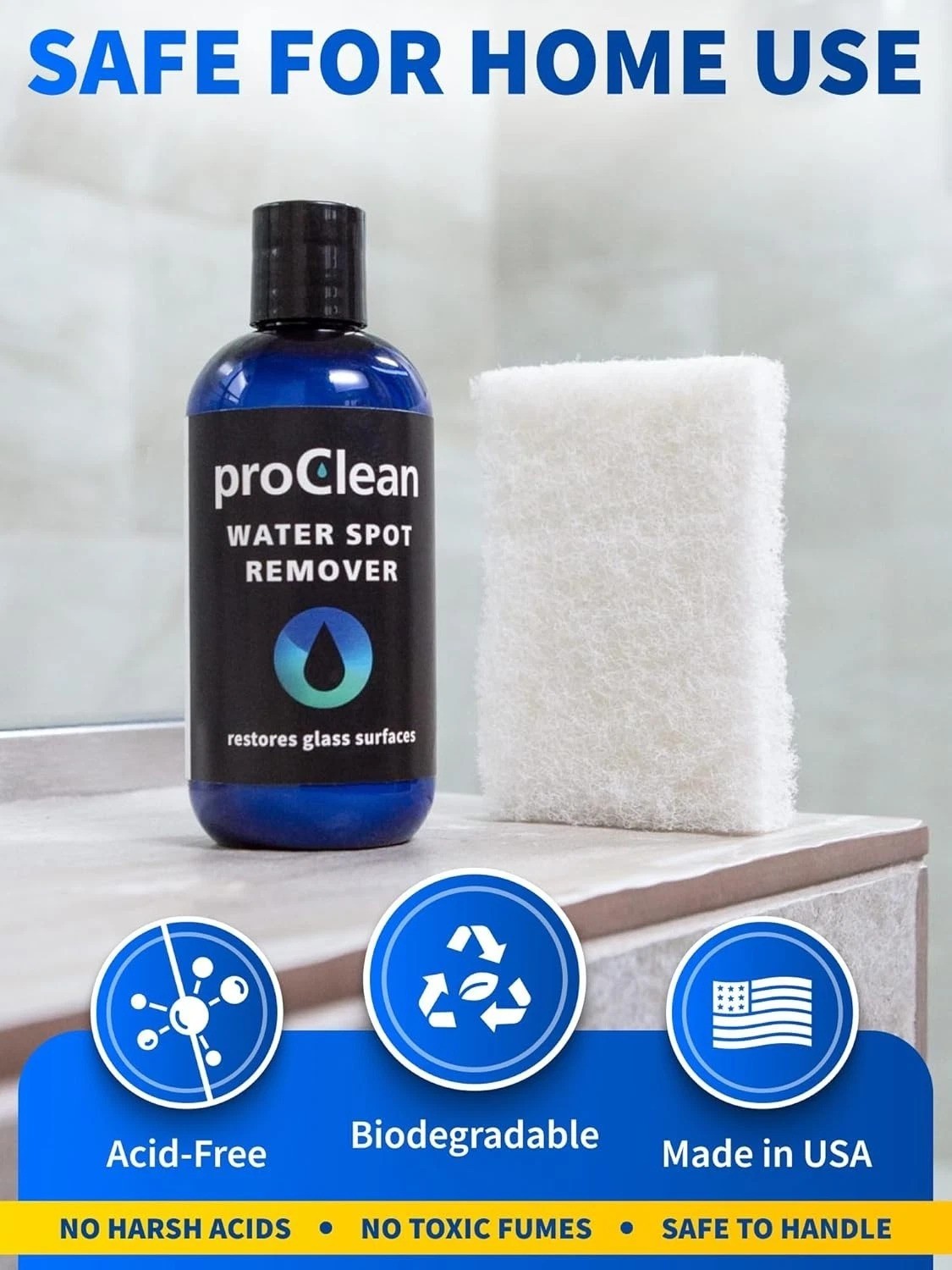 ProClean Hard Water Stain Remover for Glass & Metal – Non-Acid Water Spot Rem…
