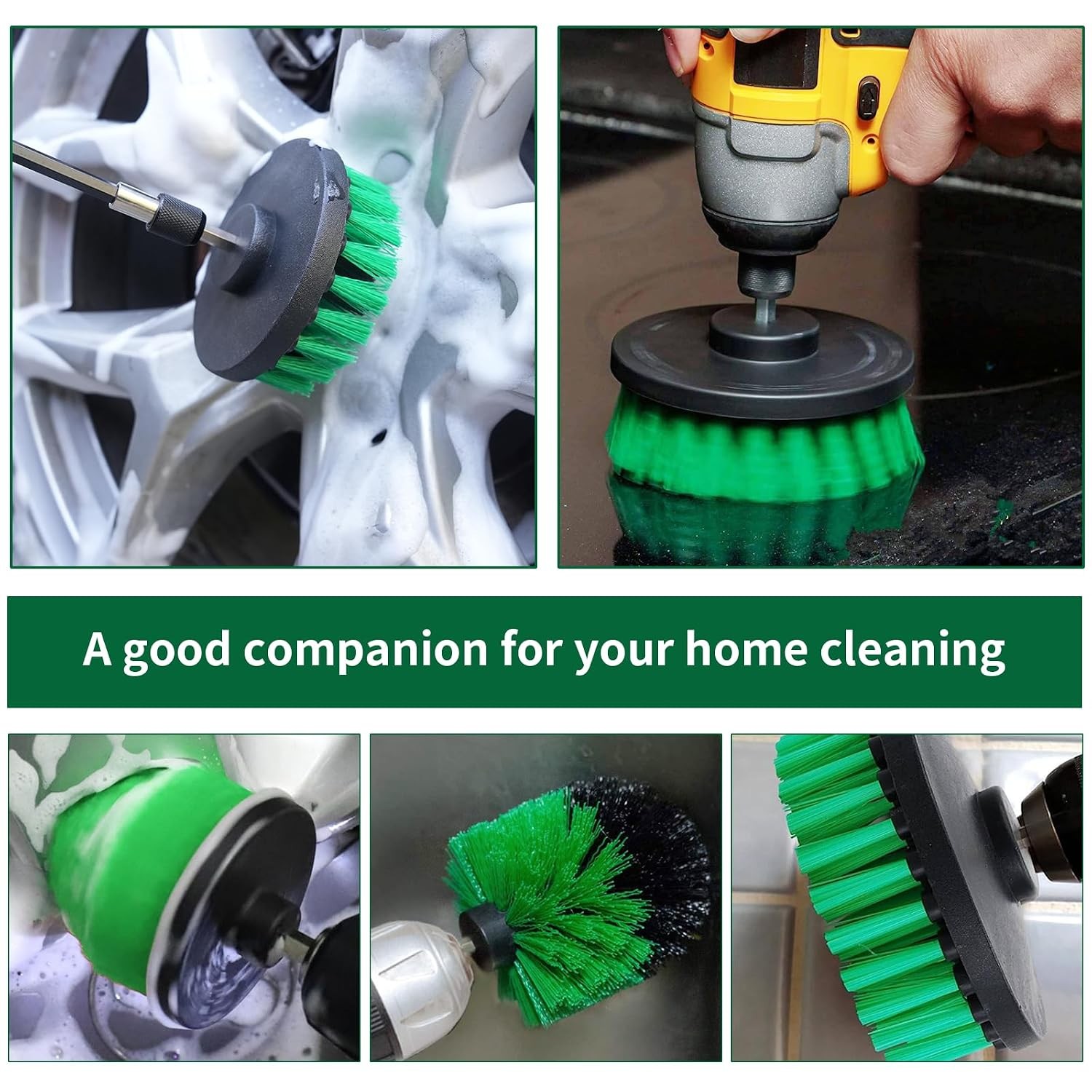 8 Pcs Drill Brush Attachment Set, Power Cleaning Scrub Brush Kit with Extend Lon