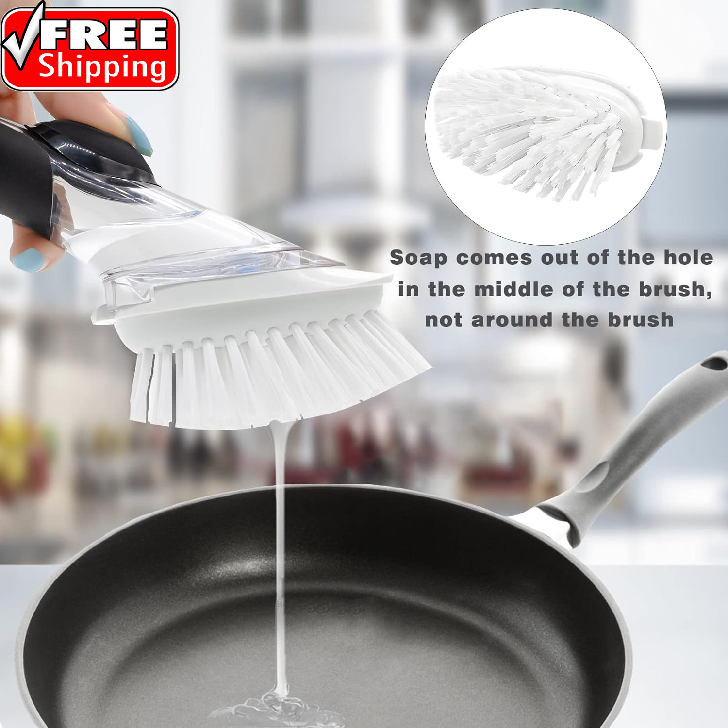 Brush Refills for OXO Dish Brush – 4 Pack Dish Brush Cleaning Soap Dispensing He