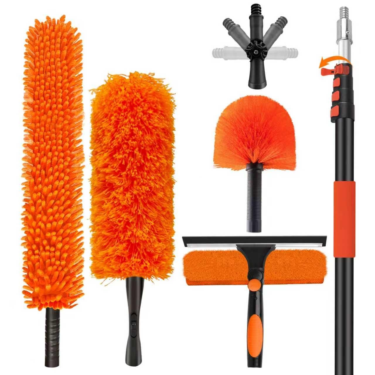 26FT Reach Duster Extension Pole 5-20FT 4-in-1 Cleaning Kit Universal Swivel