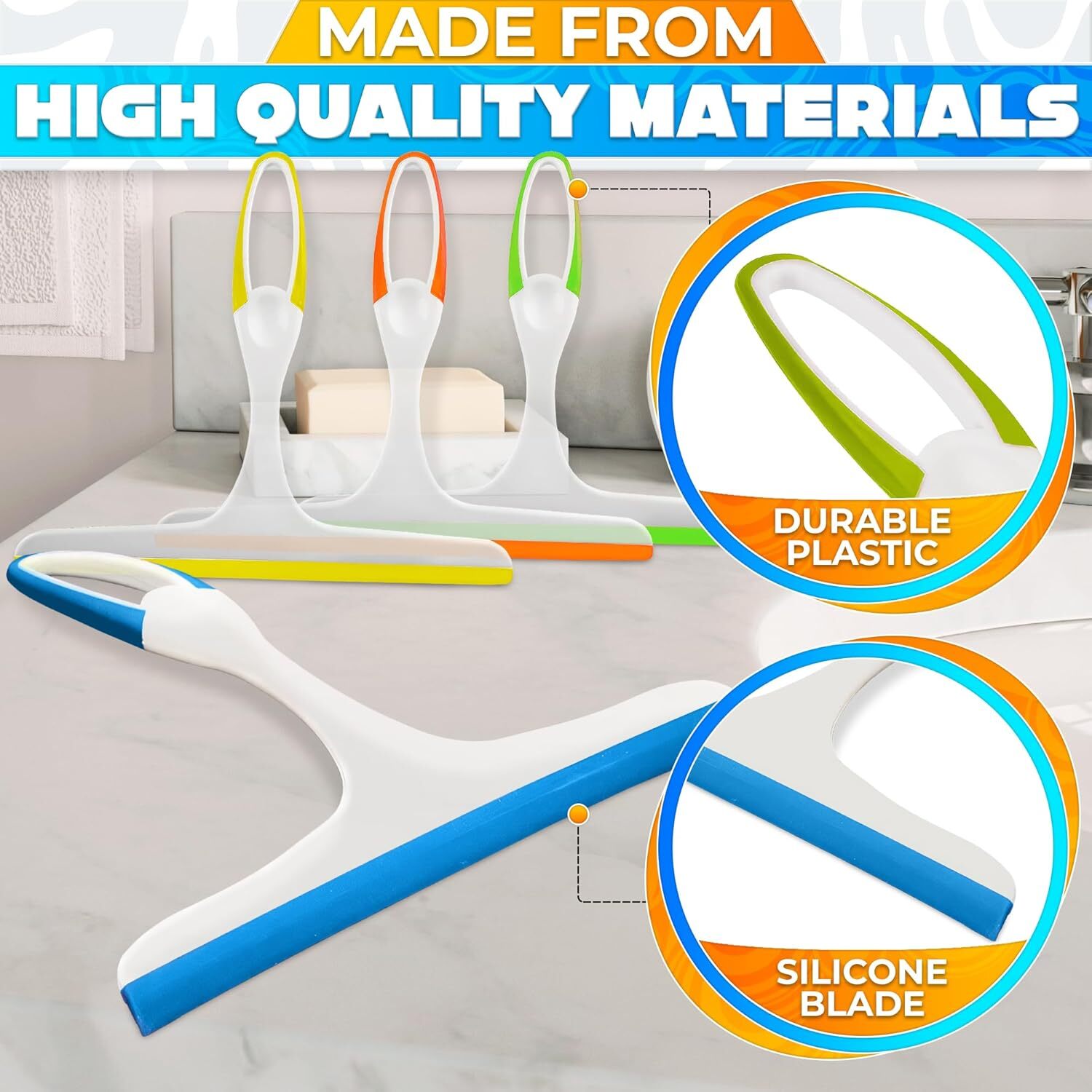 Window Cleaning Shower Glass Squeegee 9.5Inch Small Squeegee for Shower Glass