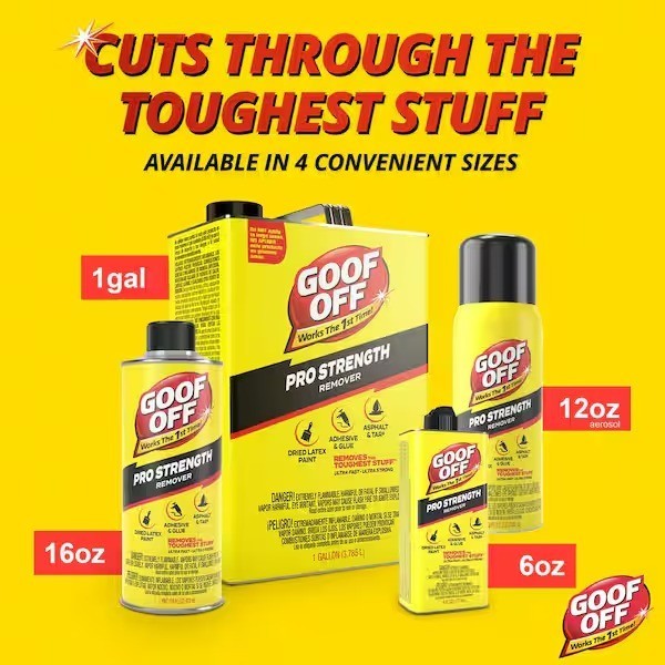 Goof Off 6oz Professional Strength Remover for Paint and Adhesive Multi Surface