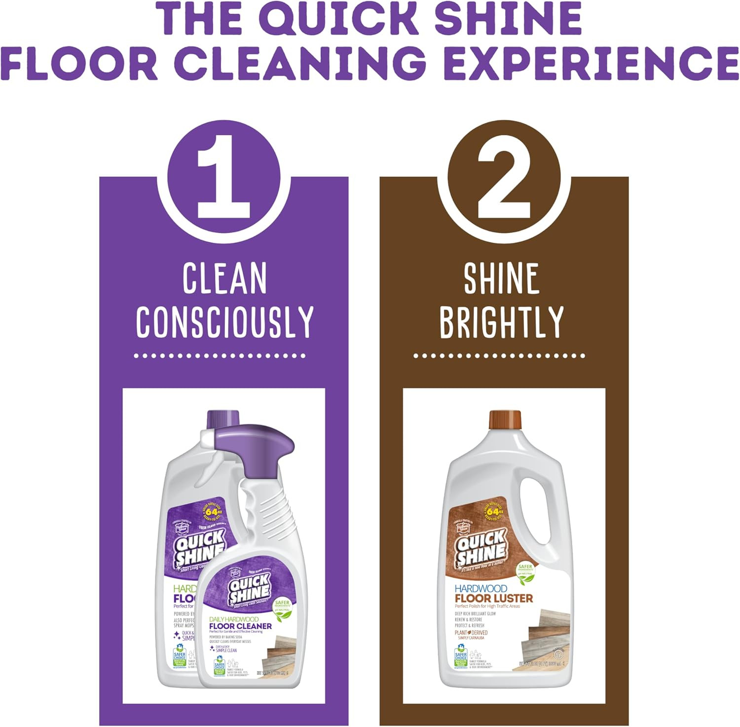 Hardwood Floor Luster 64Oz | Plant-Based Cleaner & Polish W Carnauba | Simply Sq