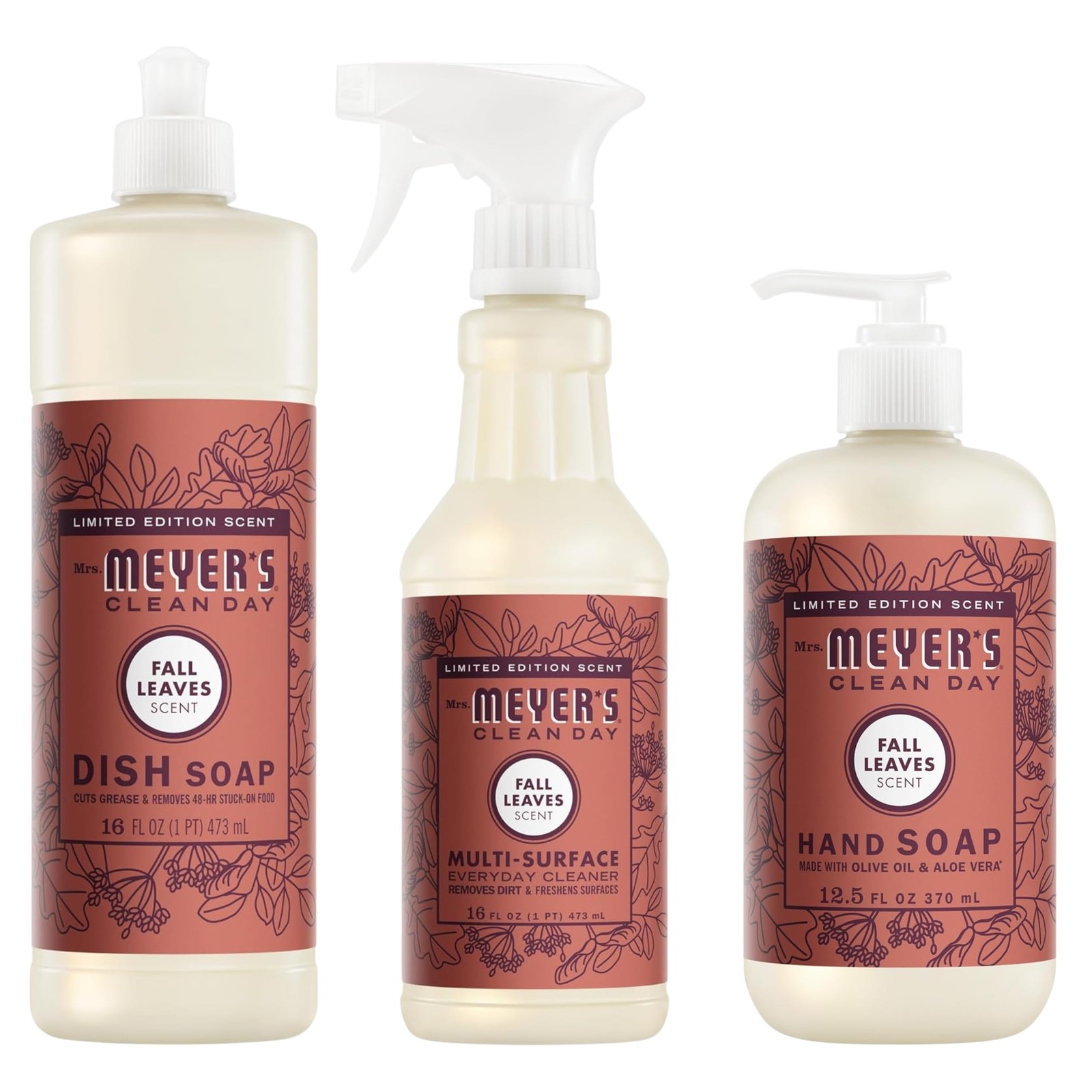 Fall Leaves Kitchen Set Variation, Includes Dish Soap, Hand Soap and Multi-Su…