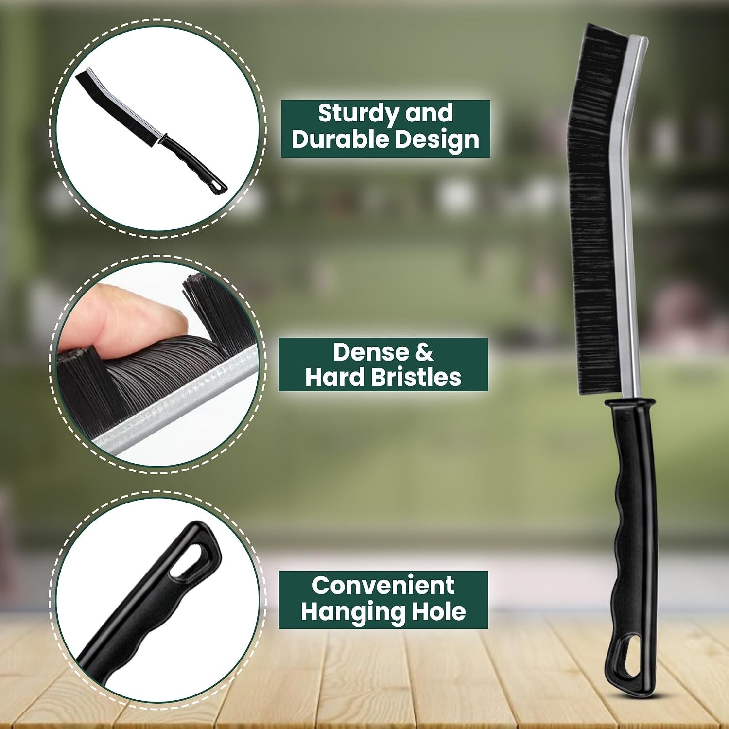 Crevice Cleaning Brush Set – 3Pcs Hard Bristle Cleaning Tools for Grout, Tile