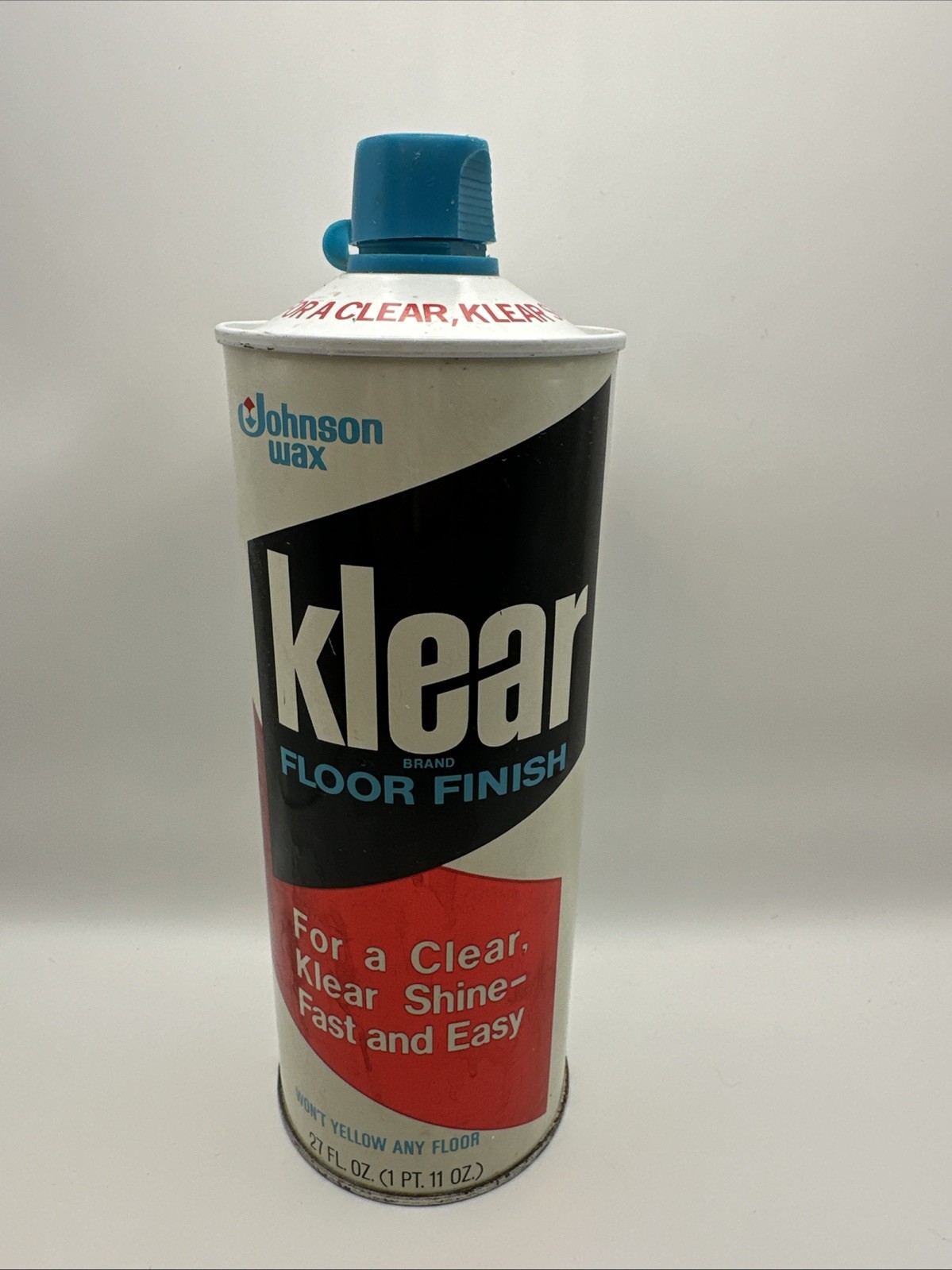Klear Floor Finish Sc Johnson Wax 27 Oz Can Full or Nearly Full ’70s Movie Prop
