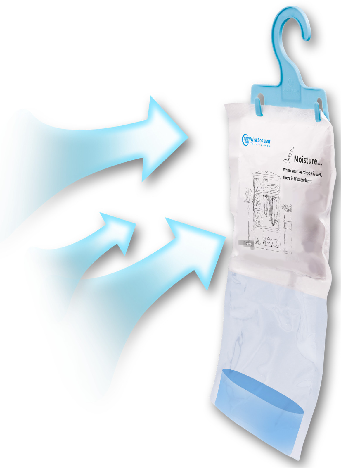 Moisture Absorber Hanging Bags Hanging Closet Dehumidifier Bags-Pack of 4 Pack