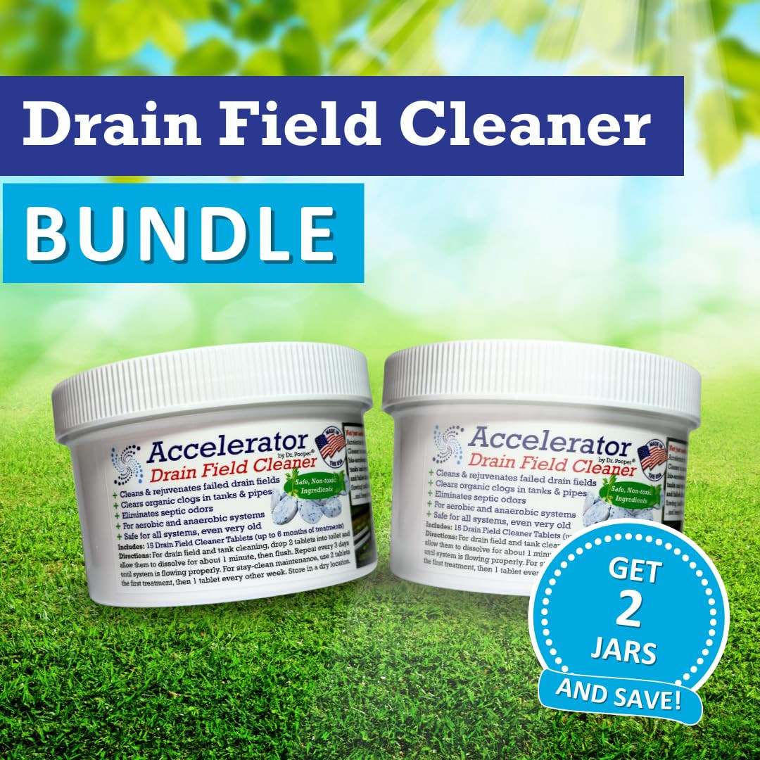 2-Pack Value BUNDLE of Drain Field Cleaner Tablets by Dr Pooper. Clears Septi…
