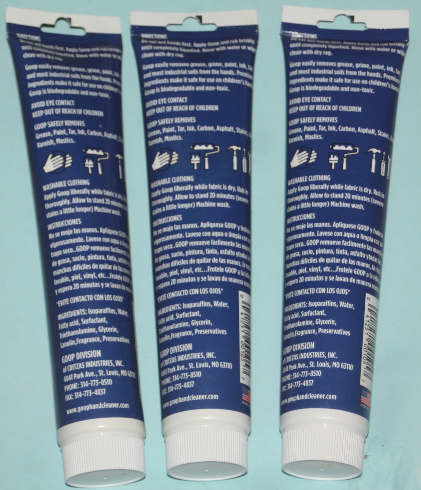 Goop Hand Cleaner 3 Pack 5 oz. 148 ml. Stain Remover