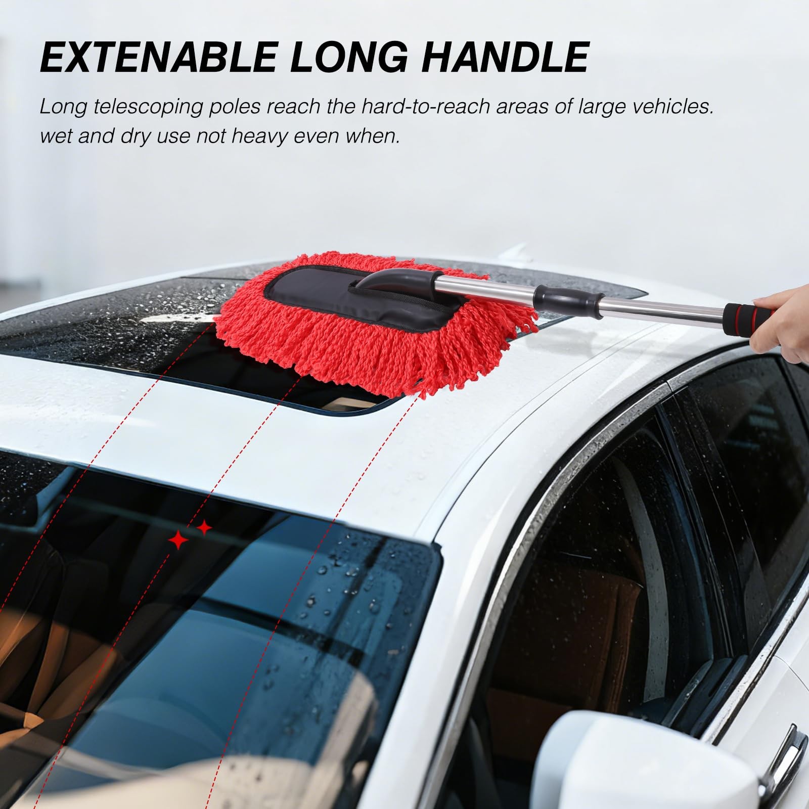 3 Pack Large Red Microfiber Car Duster Exterior Scratch Free with Extendable,…
