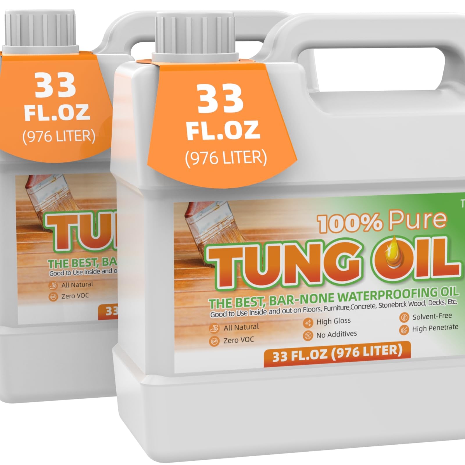 2 Pack 33oz Pure Tung Oil Waterproof Wood Sealer Finish Food Grade Strengthens