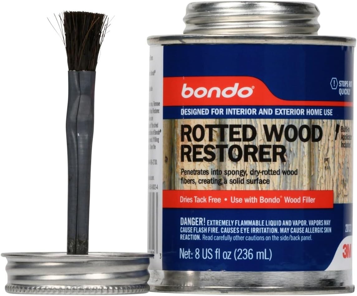 8 oz Bondo Rotted Wood Restorer – Quick Drying, Stainable & Paintable Formula